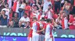 Radost fotbalistů Slavie z branky proti Bohemians