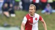 Lukáš Pokorný v akci během přípravného zápasu Slavie v Chotěboři