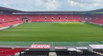 Slavia dokončila výměnu trávníku. Trpišovský: Už teď je lepší než předtím