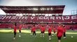 Trénink fotbalistů Slavie před utkáním Evropské ligy na hřišti Sevilly