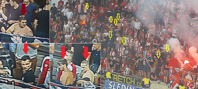 Policie odhalila identitu slávistických fanoušků, kteří použili pyrotechniku v utkání s Olomoucí a prosí o pomoc při jejich ztotožnění