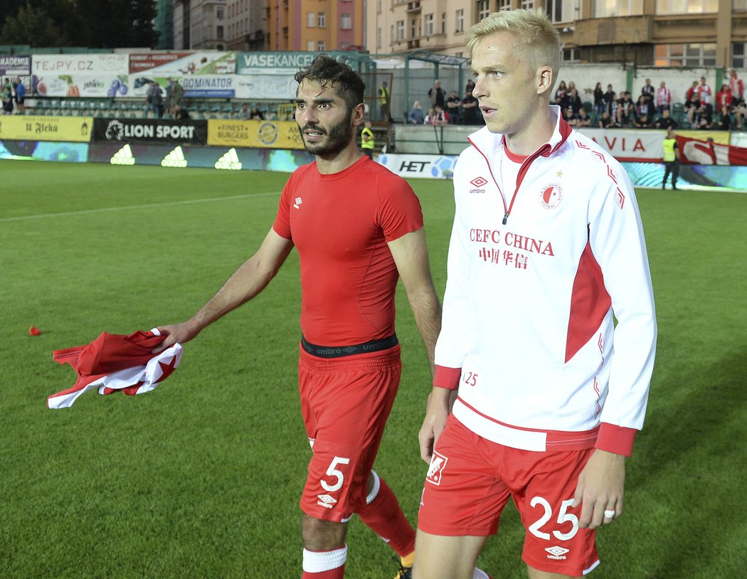 Halil Altintop a Michal Frydrych po remíze Slavie na Bohemce