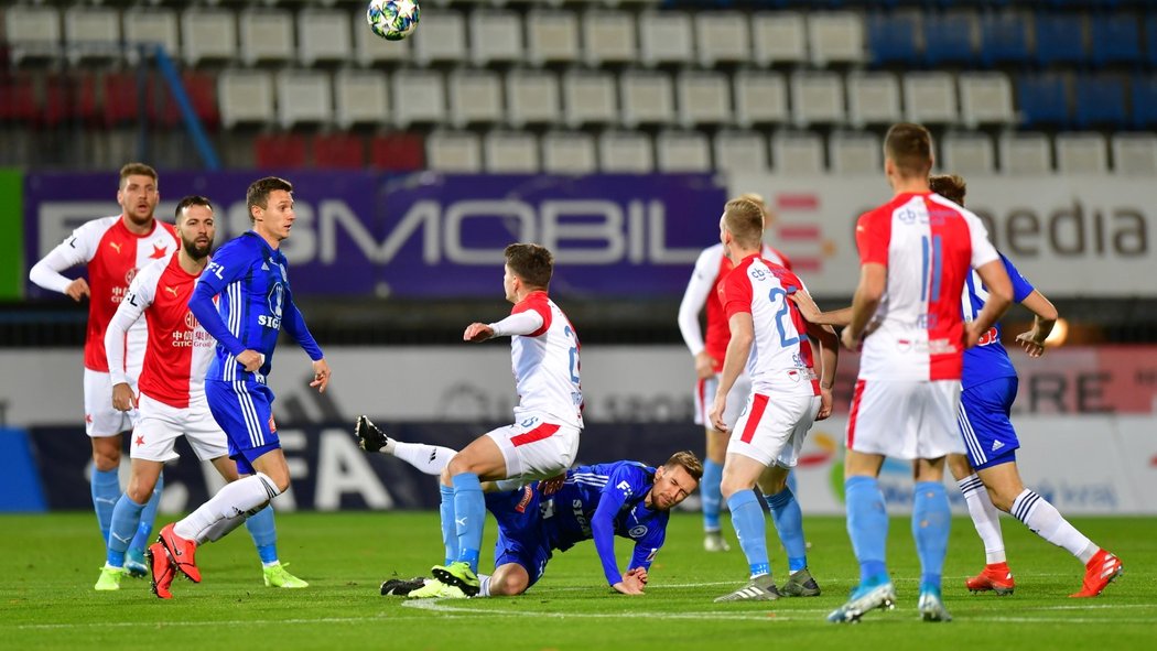 Utkání fotbalové FORTUNA:LIGY mezi domácí Sigmou Olomouc a Slavií