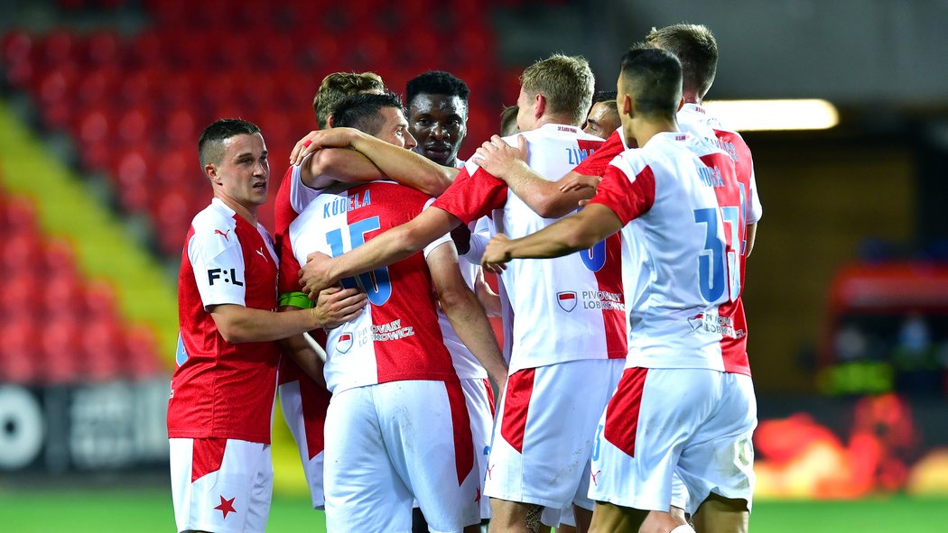 Radost fotbalistů Slavie