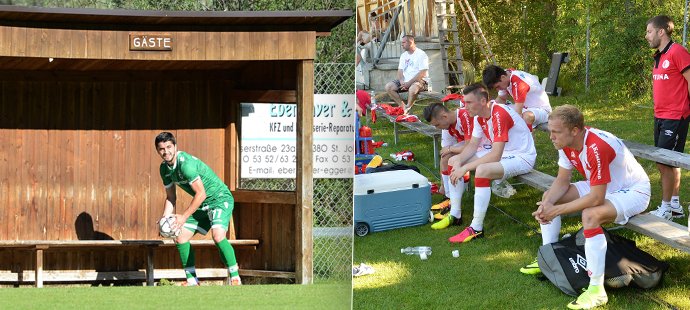 Fotbalisté Slavie se na soustředění v Rakousku schovávali před ostrým sluníčkem ve stínu, jejich lavička zůstala prázdná 