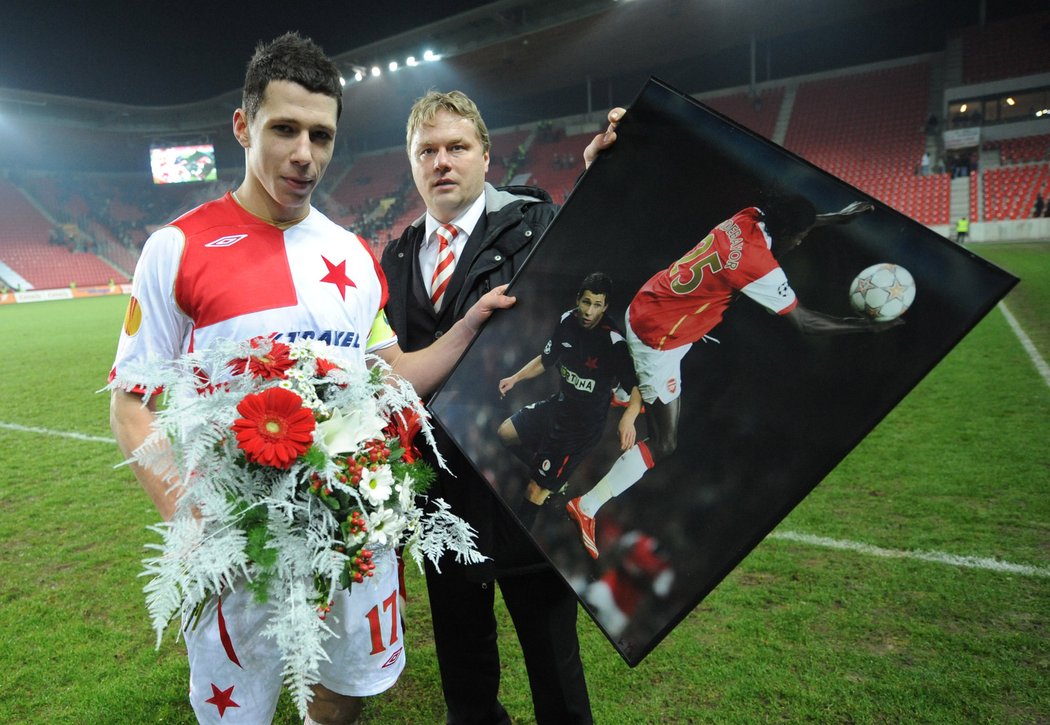 Marek Suchý se loučí s dresem Slavie.