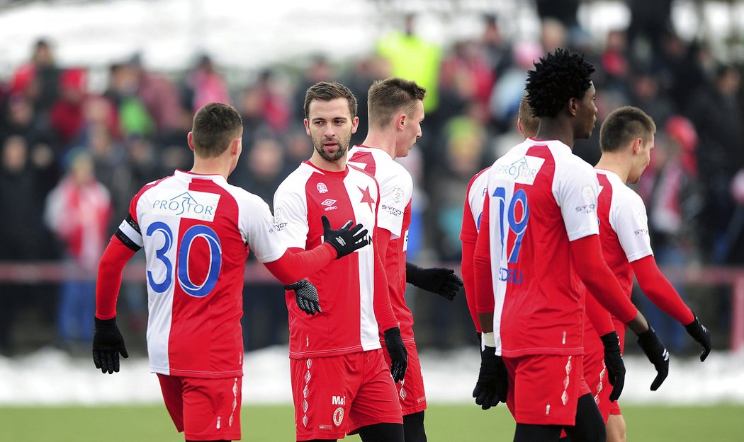 Fotbalisté Slavie se radují. V přípravě nad Vlašimí vyhráli 4:0.