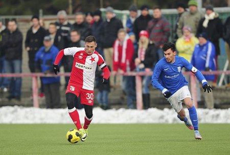 Fanouškům Slavie se proti Vlašimi předvedla i další zimní posila - Jan Bořil.