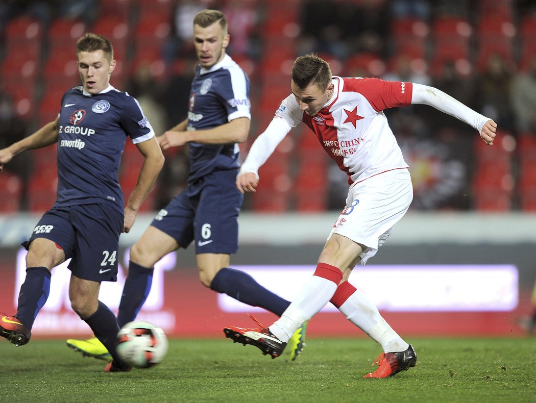 Jaromír Zmrhal v utkání Slavie se Slováckem jedinou brankou rozhodl o výhře domácího týmu 