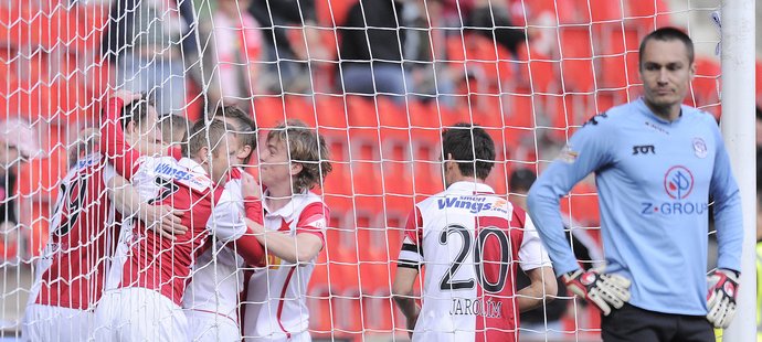 Radost fotbalistů Slavie