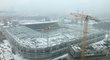 Stadion Tehelné pole ve výstavbě. Od demolice původního stadionu trvala výstavba pět let