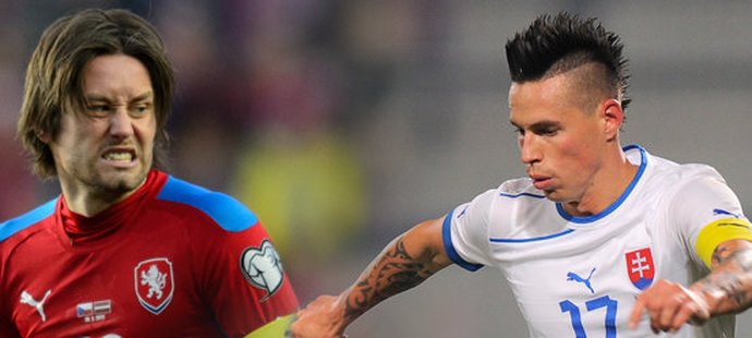 Tomáš Rosický a Marek Hamšík, největší opory české a slovenské reprezentace