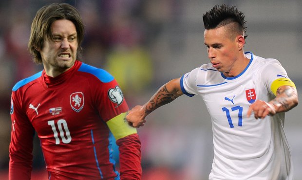 Tomáš Rosický a Marek Hamšík, největší opory české a slovenské reprezentace