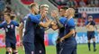Slovenští fotbalisté se radují po trefě Adama Nemce v přípravném utkání proti Dánsku