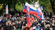 Slovenští fans protestovali před úřadem vlády