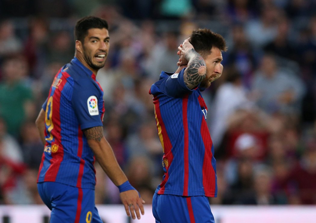 Luis Suárez a Lionel Messi v zápase Barcelony s Eibarem zahazovali šance