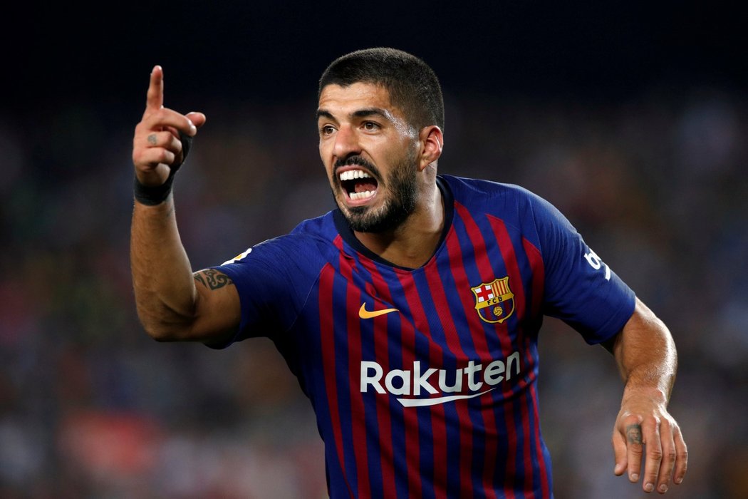 Útočník Barcelony Luis Suárez v utkání Barcelony s Gironou 