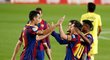 Radost hráčů Barcelony po gólu do sítě Villarrealu