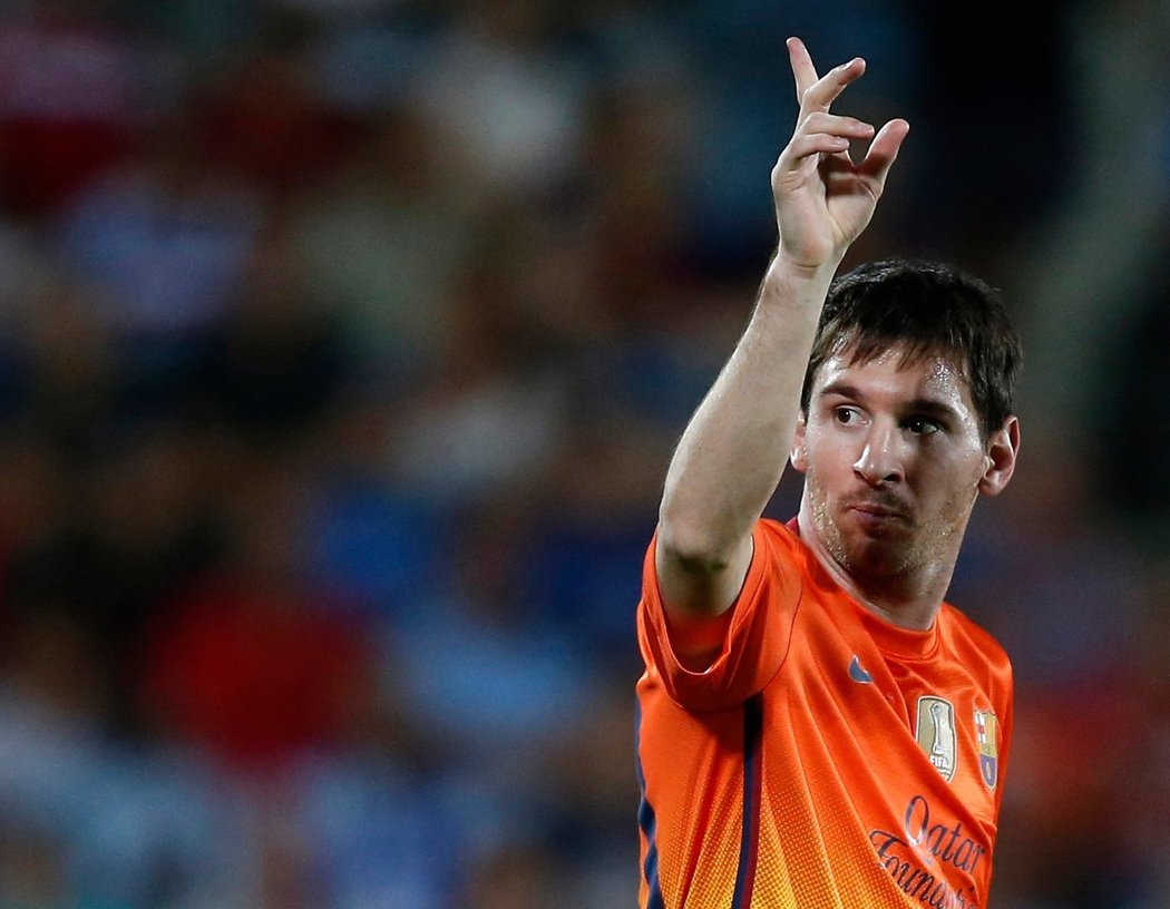 Lionel Messi se raduje z proměněné penalty proti Getafe