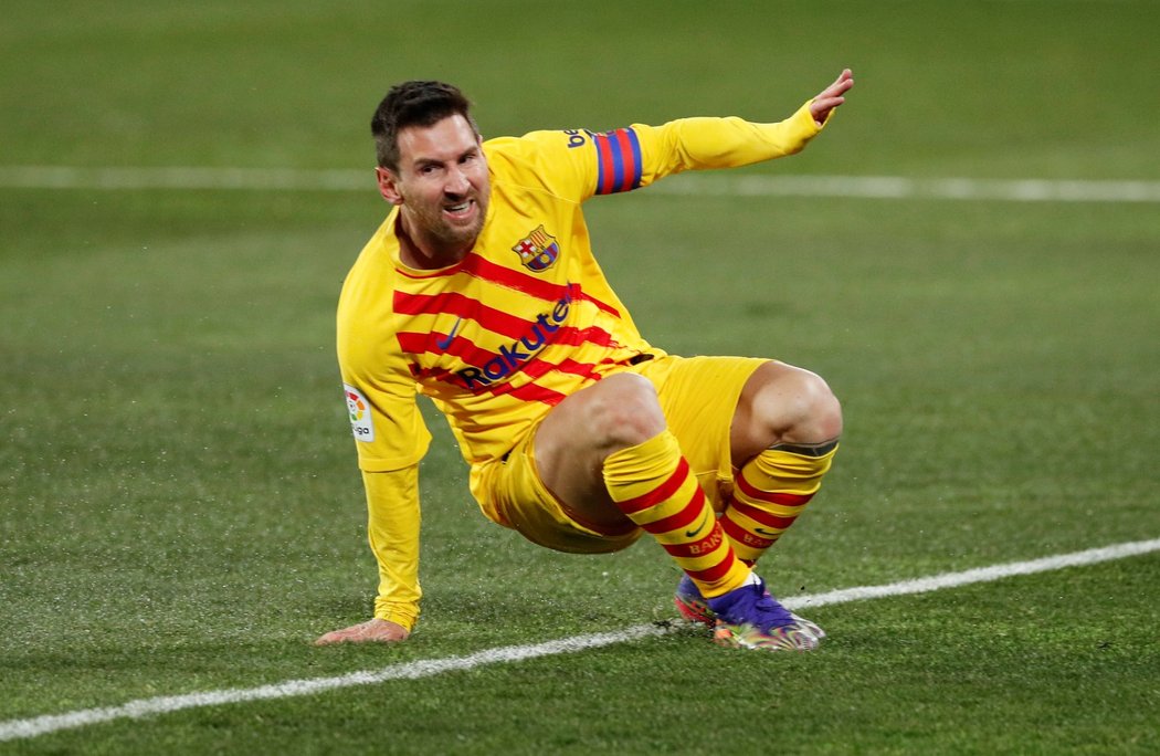 Kapitán Barcelony Lionel Messi v utkání proti Huesce