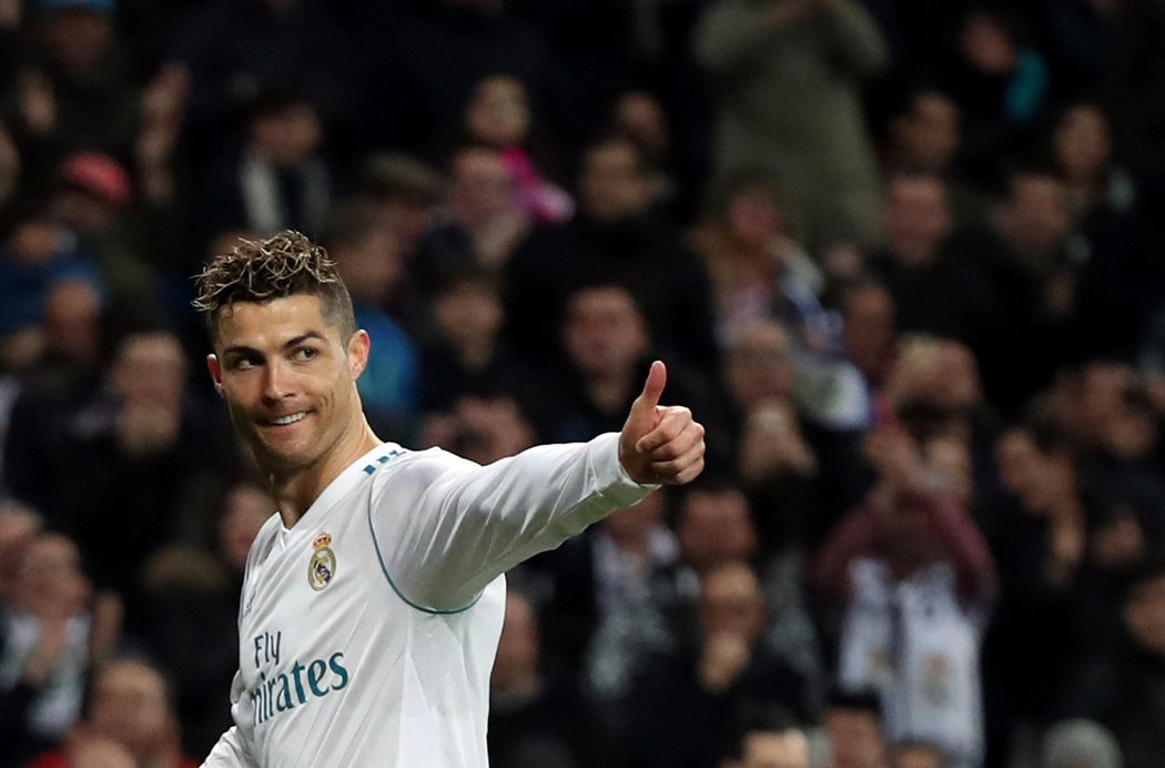 Cristiano Ronaldo v utkání Realu s Gironou, ve kterém vstřelil čtyři góly