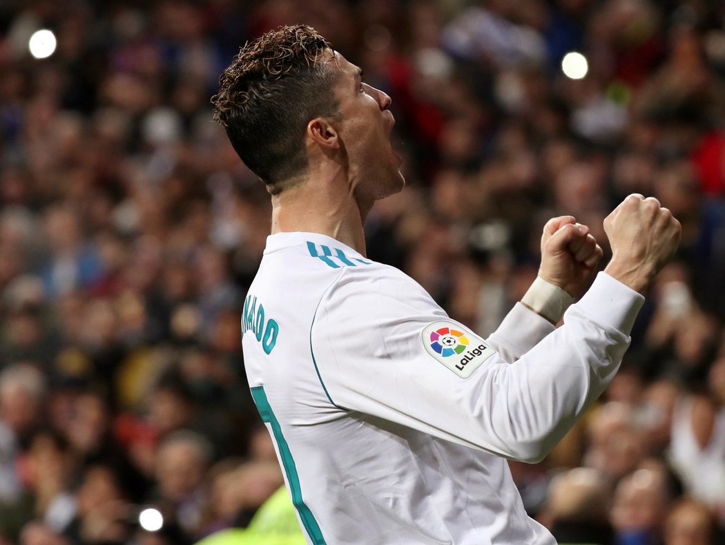Cristiano Ronaldo v utkání Realu s Gironou, ve kterém vstřelil čtyři góly