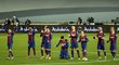 Fotbalisté Barcelony se radují v penaltovém rozstřelu proti San Sebastianu