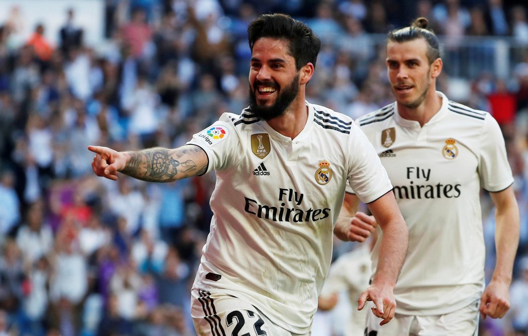 Záložník Realu Madrid Isco slaví gól do sítě Celty Vigo