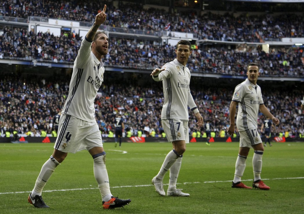 Radost kapitána Realu Madrid Sergia Ramose.
