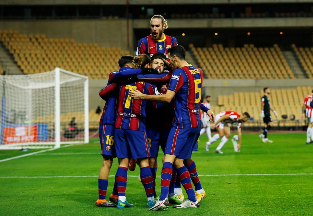 Fotbalisté Barcelony v utkání španělského Superpoháru proti Bilbau