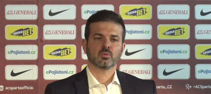 Nový trenér Sparty Andrea Stramaccioni na tiskové konferenci