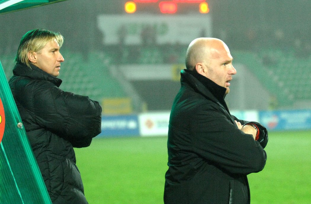 Michal Bílek a Horst Siegl v době, kdy působili na lavičce fotbalové Sparty