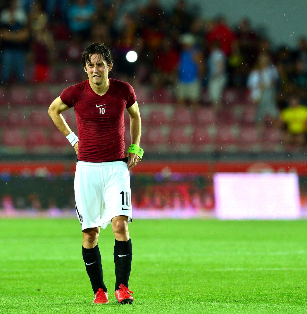 Zklamaný Tomáš ROsický po remíze Sparty s Bohemians