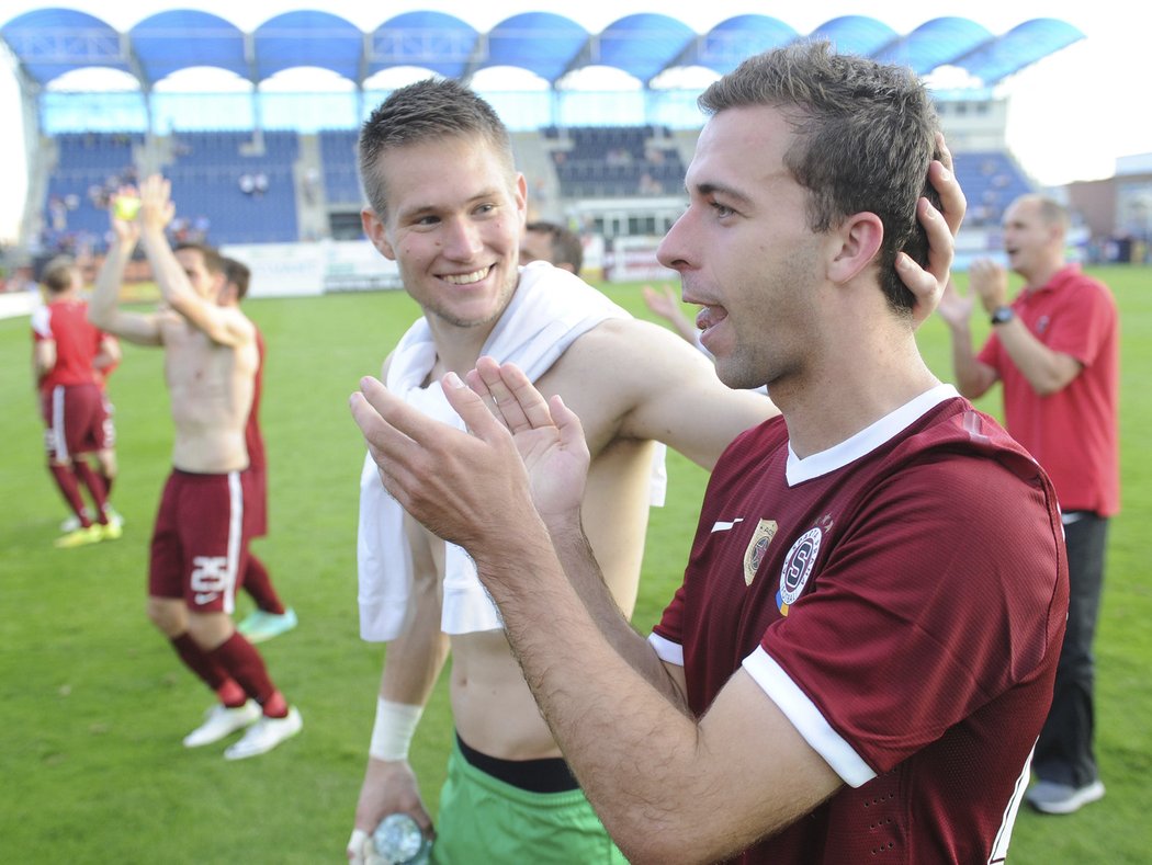 Hušbauer s Vaclíkem se radují z výhry Sparty v Boleslavi