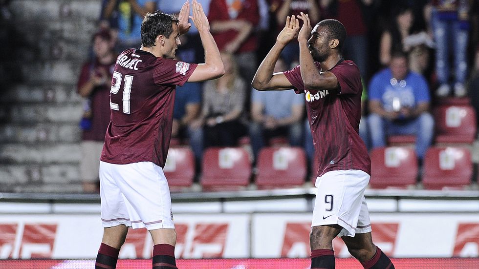 Fotbalisté Sparty se radují z jediné branky utkání