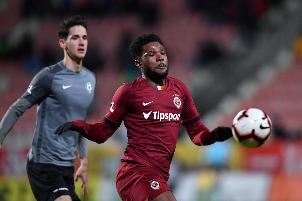 Benjamin Tetteh ze Sparty v utkání s Příbramí