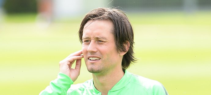 Tomáš Rosický při úterním tréninku na Strahově