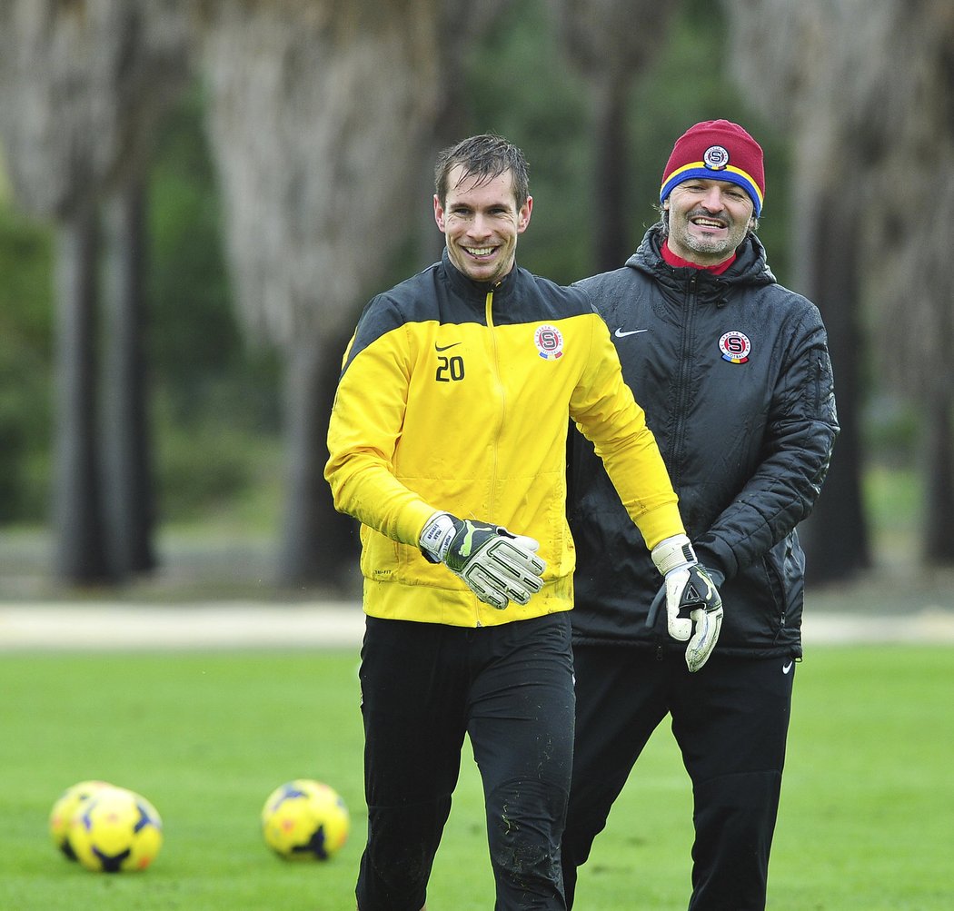 Milan Švenger a Pavel Srníček na soustředění Sparty ve Španělsku