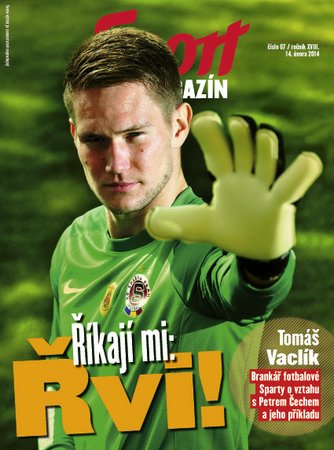 Brankář Sparty Tomáš Vaclík na titulní straně pátečního Sport Magazínu