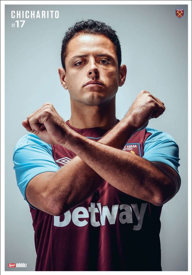 Plakát Javiera Hernandeze v dresu West Hamu