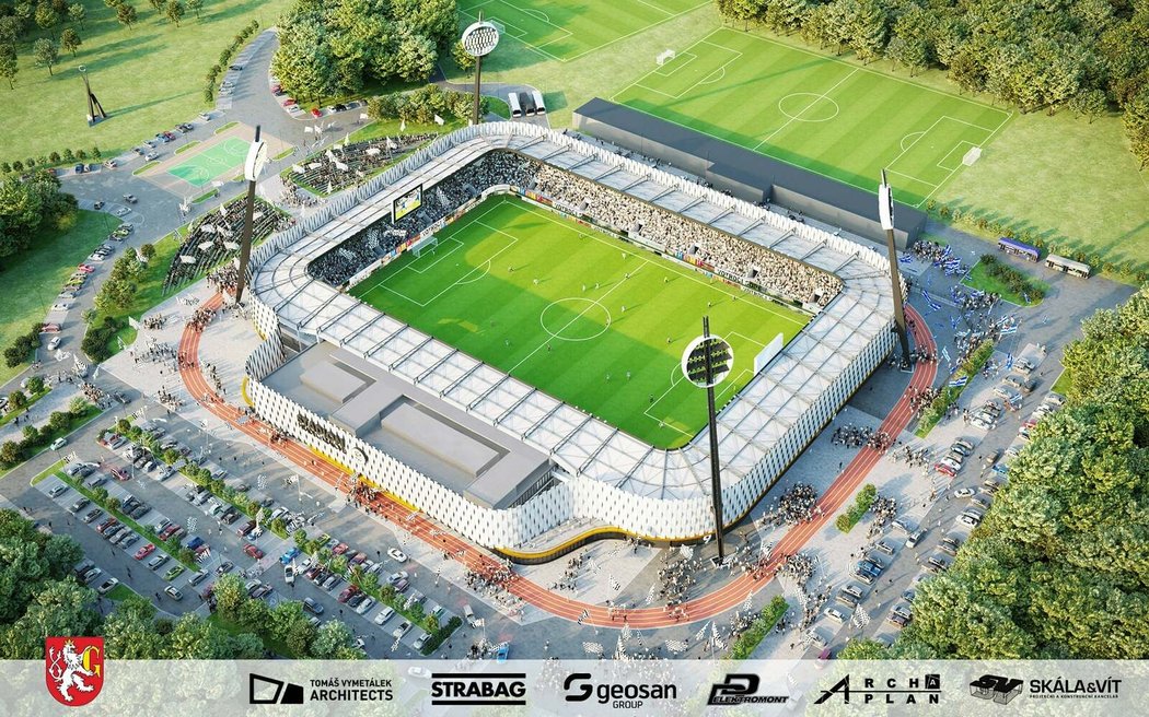 Vizualizace nového stadionu Hradce Králové