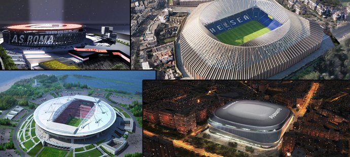 Podívejte se, jak se změní nebo budou vypadat stadiony evropských gigantů
