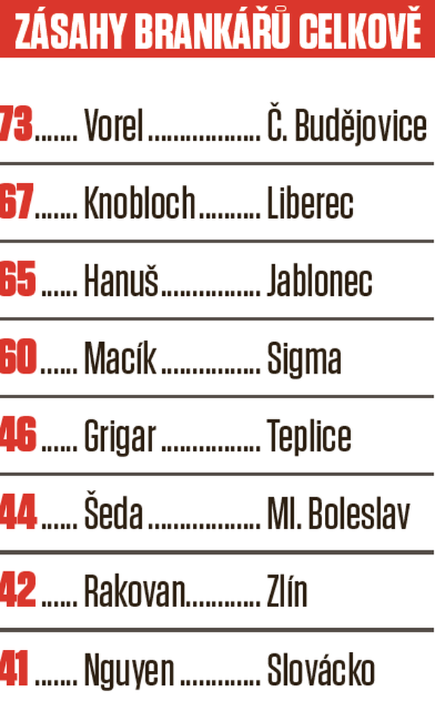 Individuální statistiky: zásahy brankářů Individuální statistiky: zásahy brankářů