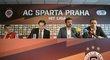 Andrea Stramaccioni, Adam Kotalík a David Lafata na předsezonní tiskové konferenci pražské Sparty