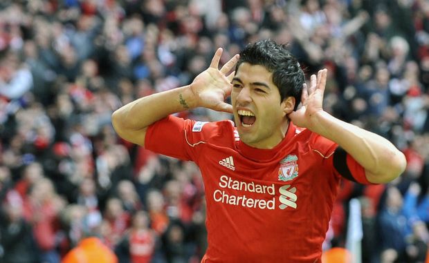 Luis Suárez v dresu Liverpoolu Luis Suárez v dresu Liverpoolu