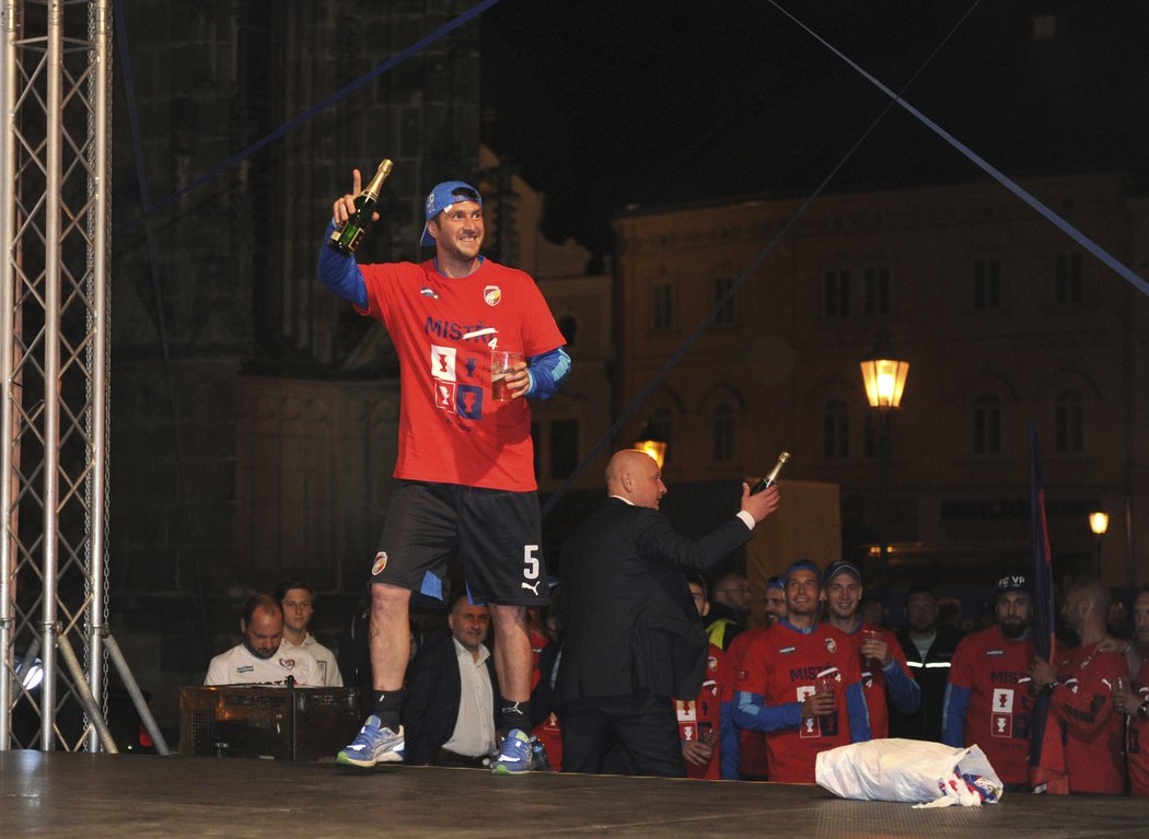 Pavel Fořt během oslav plzeňského titulu