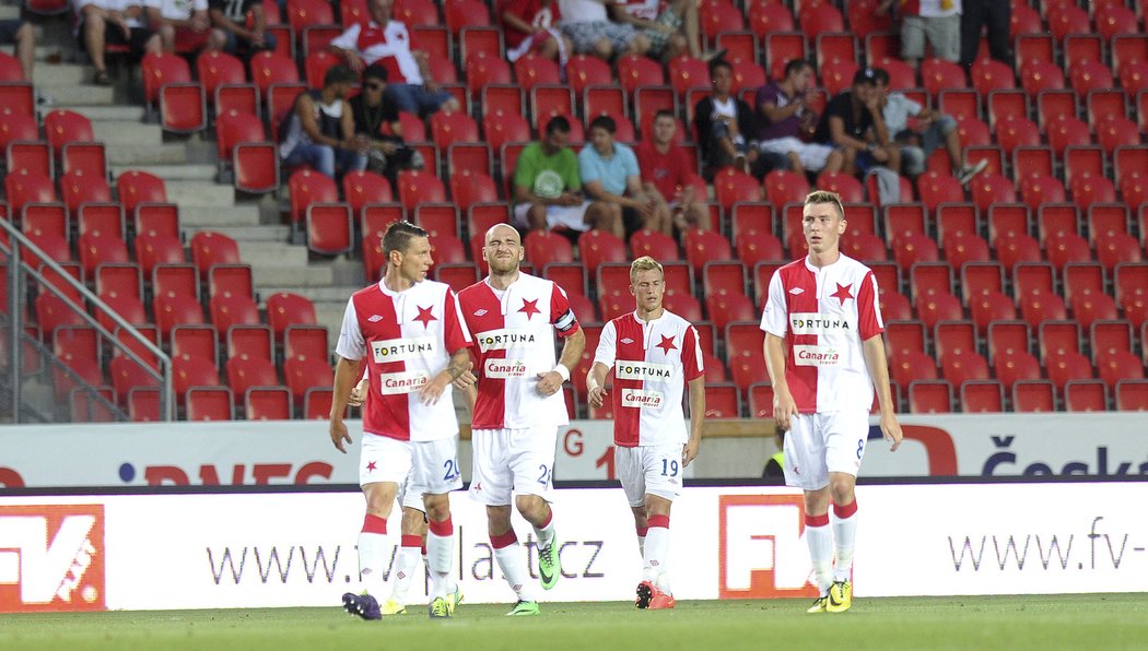 Radost hráčů Slavie. Sešívaní zničili Liberec 4:1 a vedou ligu