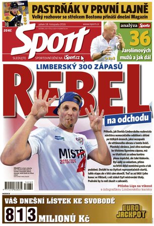 Titulní strana deníku Sport 18. listopadu 2016