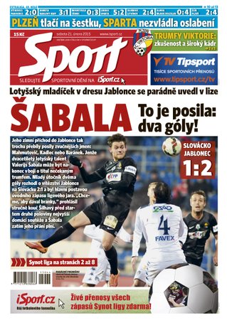 Titulní strana deníku Sport