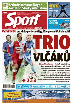 Titulní strana deníku Sport